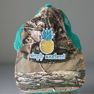 Baseball Hat Simply Southern Teal and Camo Pineapple Adjustable